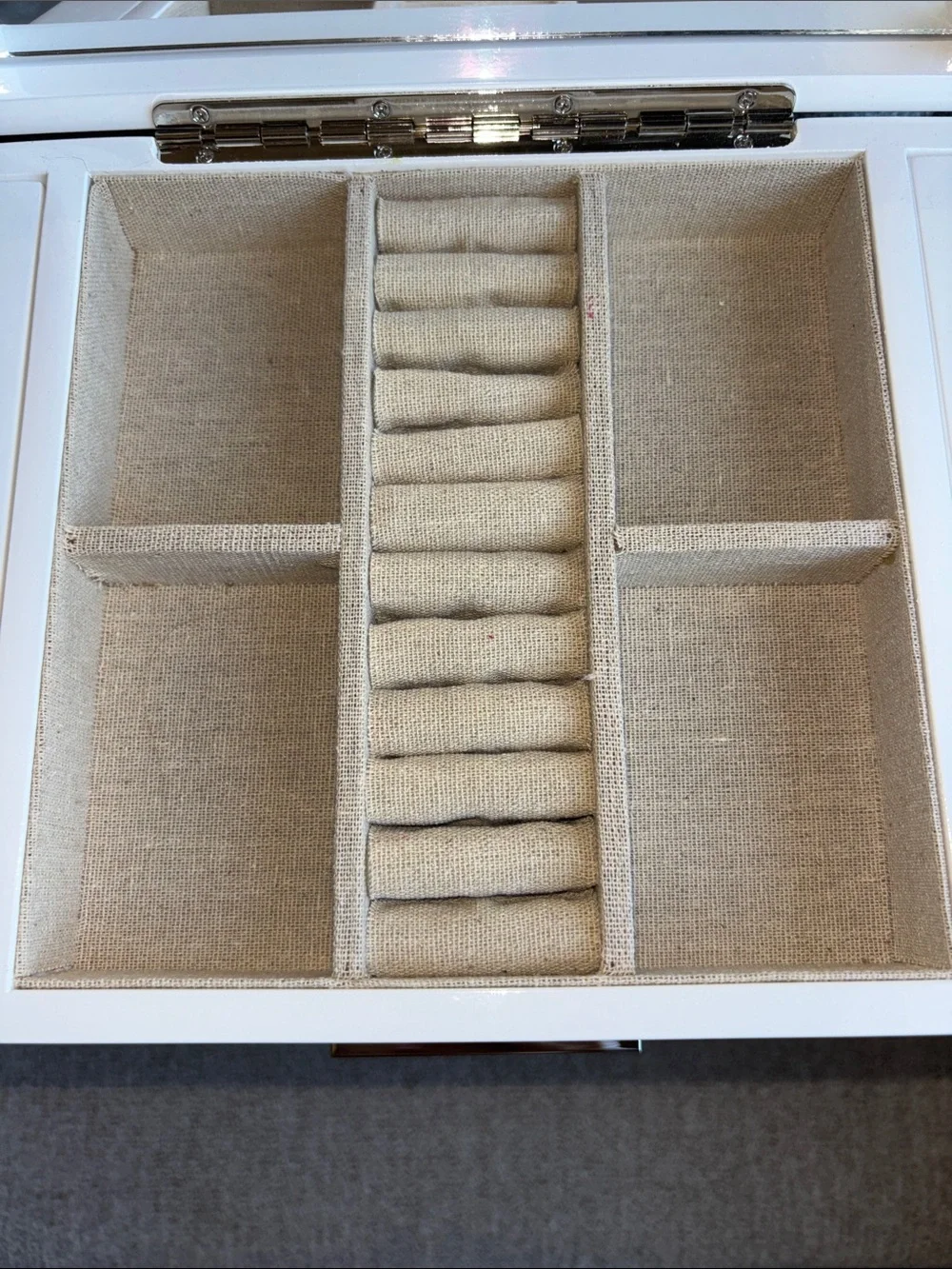 West Elm Mid-Century White Lacquer Jewelry Box Tower - 13.5”H